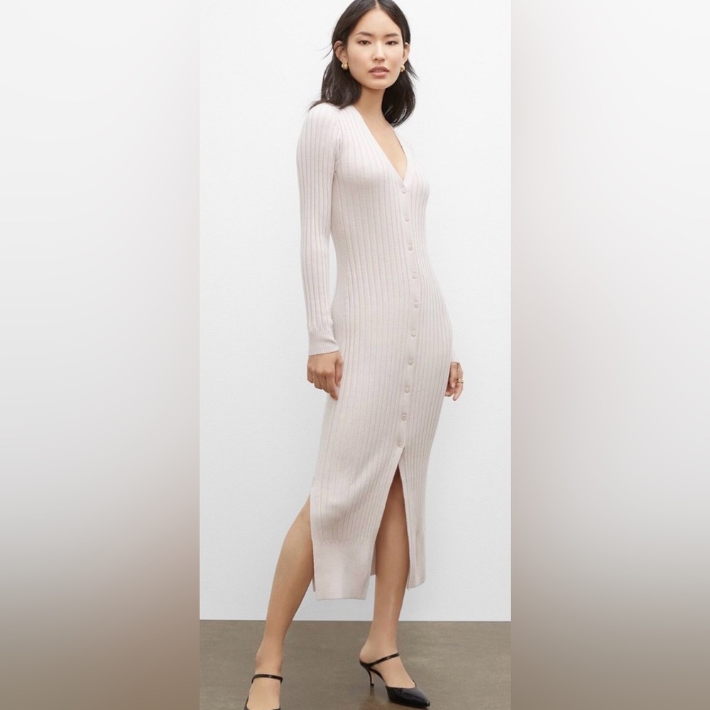 NWOT Club Monaco Ecru Ribbed Cardigan Dress